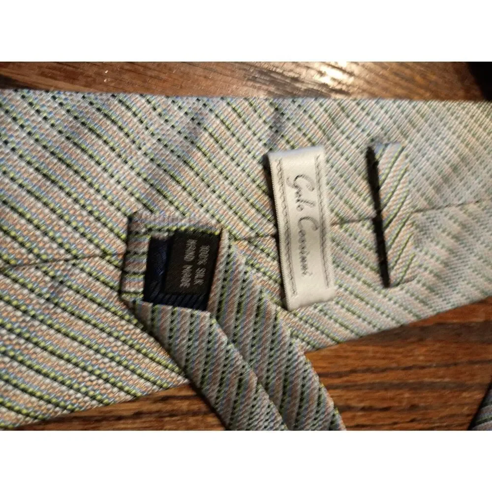Galo Cossinni Blue Peach Green Silk Handmade Mens Tie Necktie